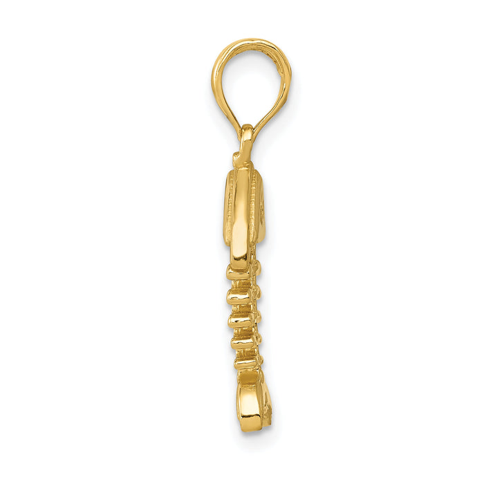 14K Polished 3-D Fish Bone Pendant-C2567