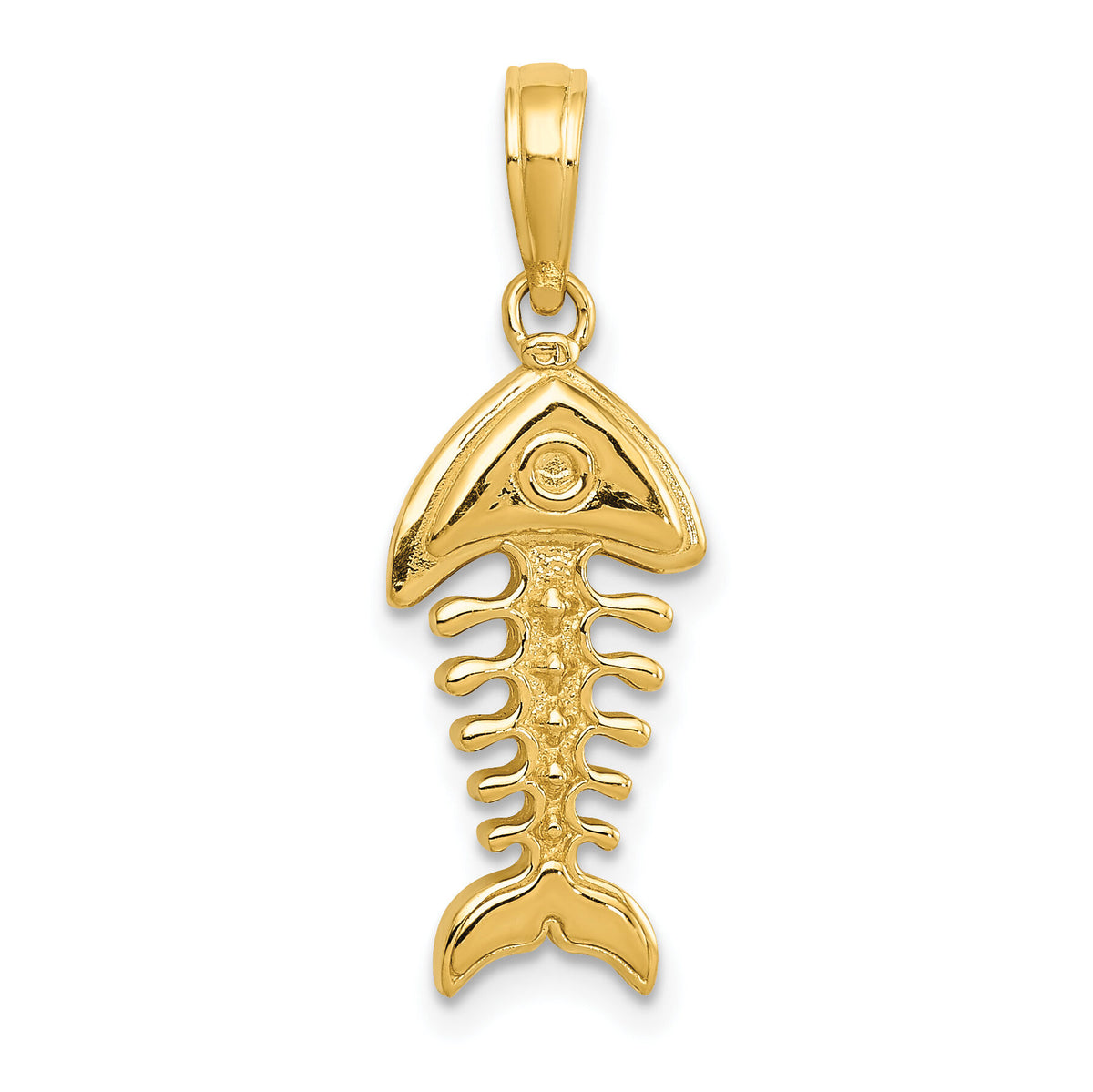14K Polished 3-D Fish Bone Pendant-C2567