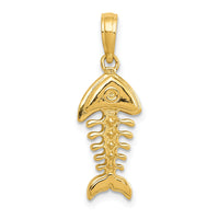 14K Polished 3-D Fish Bone Pendant-C2567
