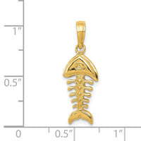 14K Polished 3-D Fish Bone Pendant-C2567