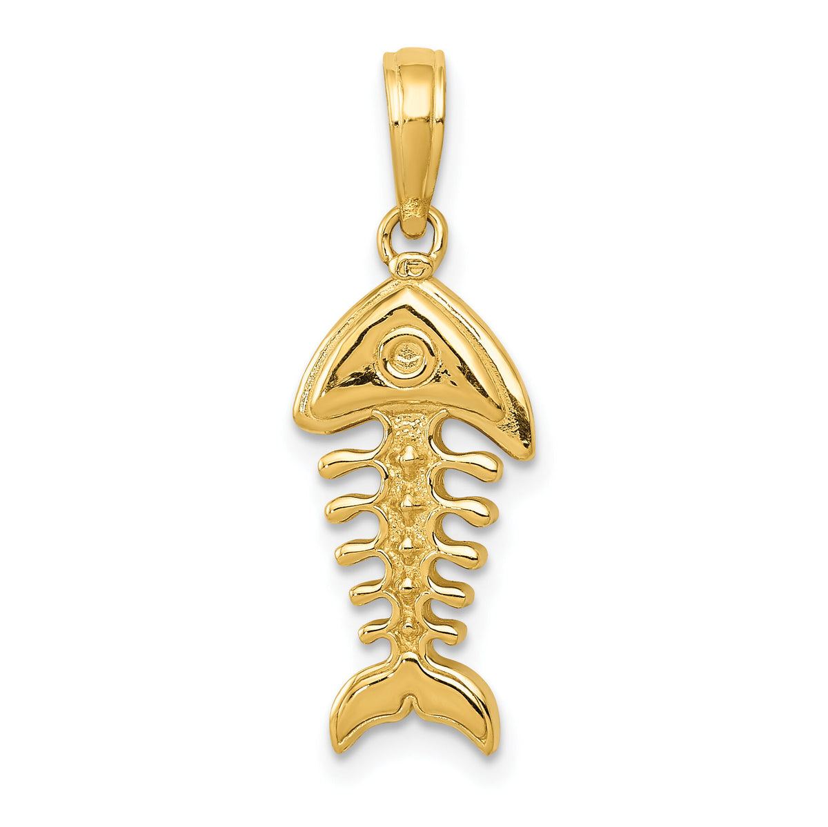 14K Polished 3-D Fish Bone Pendant-C2567