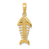 14K Polished 3-D Fish Bone Pendant-C2567