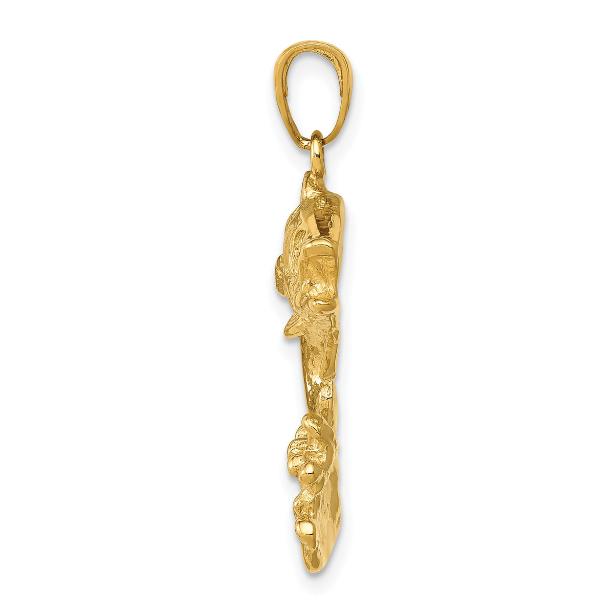 14k Polished Open-Backed Bass Fish Pendant-C2572