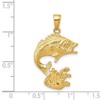 14k Polished Open-Backed Bass Fish Pendant-C2572