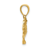 14k Polished Open-Backed Bass Fish Pendant-C2574