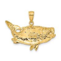 14k Polished Open-Backed Bass Fish Pendant-C2574