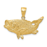 14k Polished Open-Backed Bass Fish Pendant-C2574