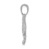 14k White Gold Polished Open-Backed Bass Fish Pendant-C2574W