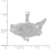 14k White Gold Polished Open-Backed Bass Fish Pendant-C2574W