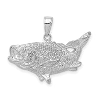 14k White Gold Polished Open-Backed Bass Fish Pendant-C2574W