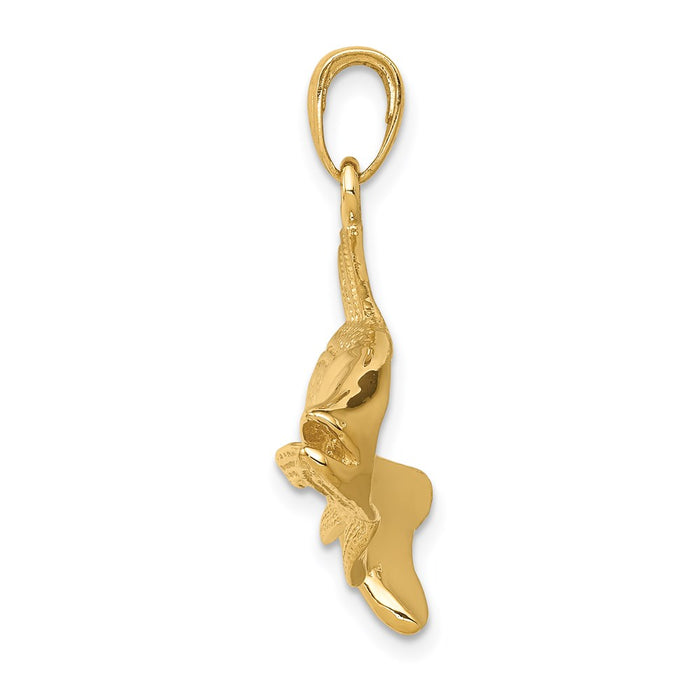 14k Polished Open-Backed Redfish Pendant-C2575