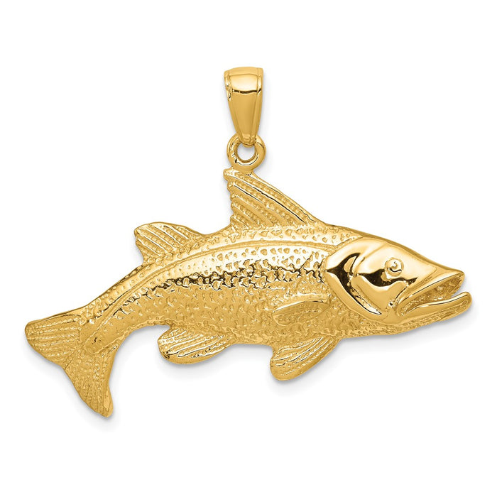 14k Polished Open-Backed Redfish Pendant-C2575