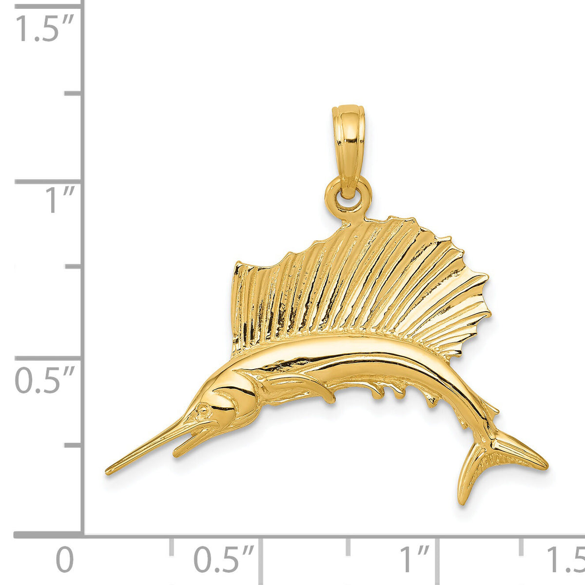 14k Polished Sailfish Pendant-C2581