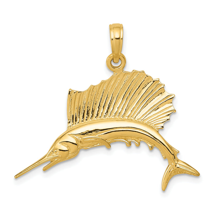 14k Polished Sailfish Pendant-C2581
