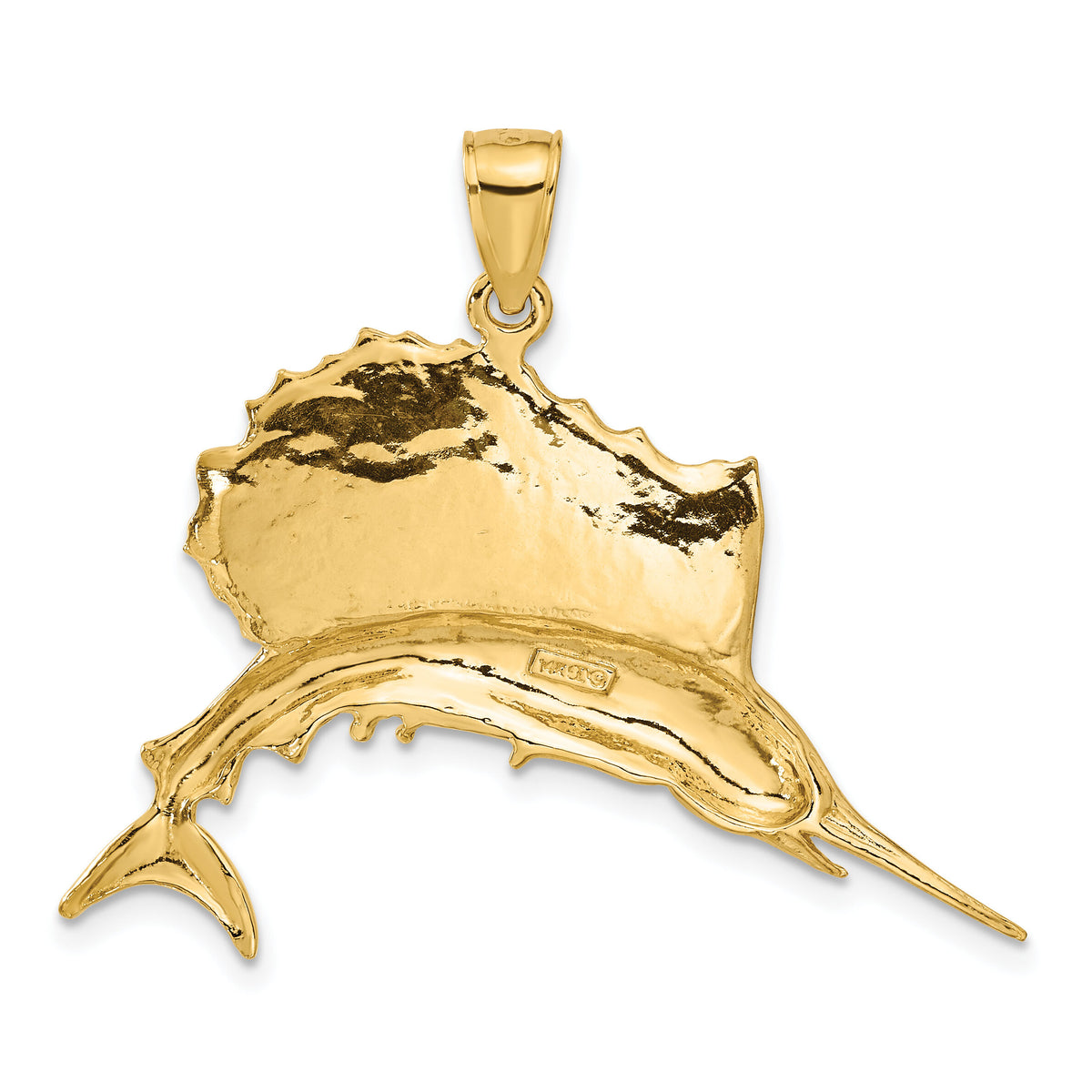 14k Polished Sailfish Pendant-C2582