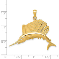 14k Polished Sailfish Pendant-C2582