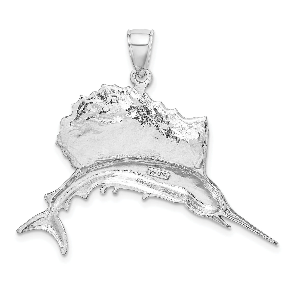 14K White Gold Polished Sailfish Charm-C2582W