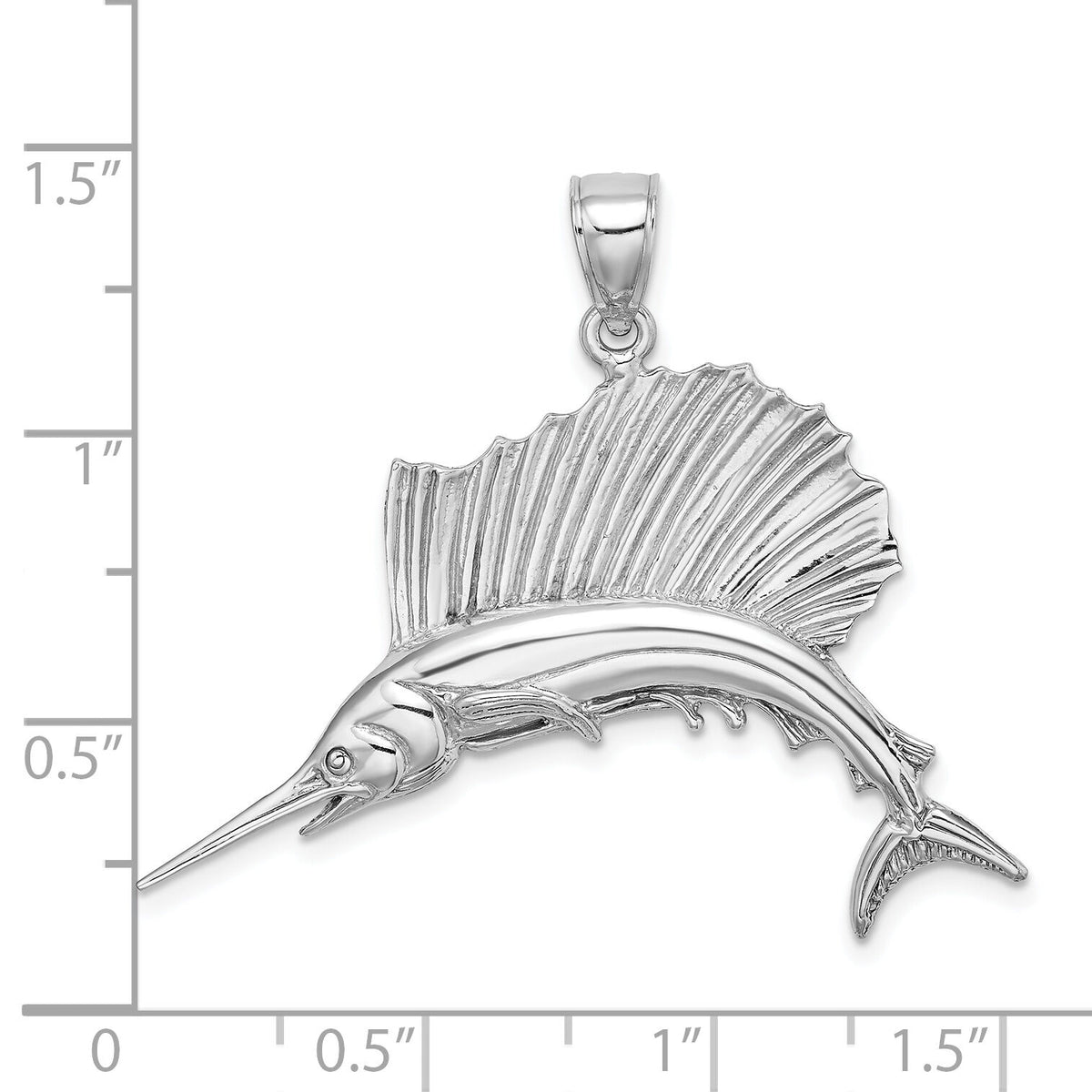 14K White Gold Polished Sailfish Charm-C2582W