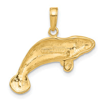 14k Solid Polished Manatee Pendant-C2603