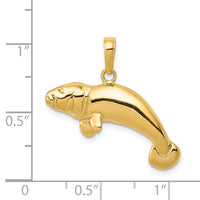 14k Solid Polished Manatee Pendant-C2603