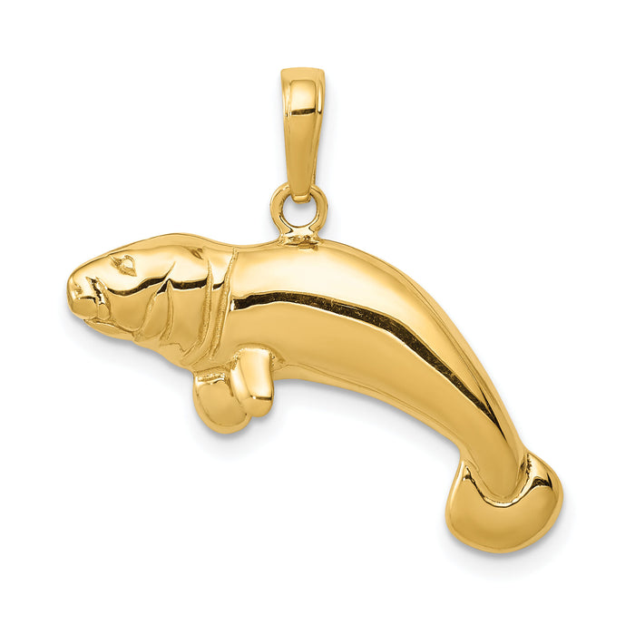 14k Solid Polished Manatee Pendant-C2603