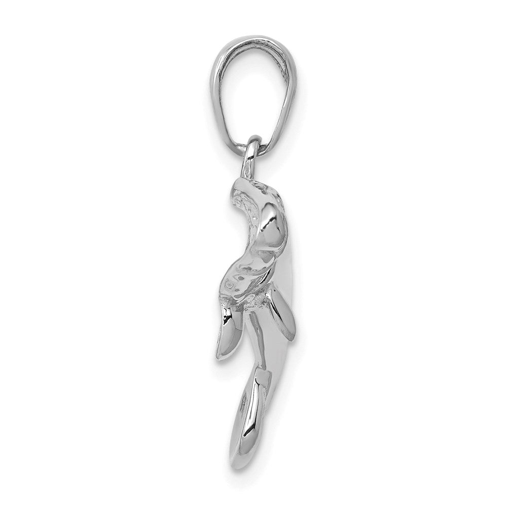 14K White Gold Solid Polished Manatee Pendant-C2603W