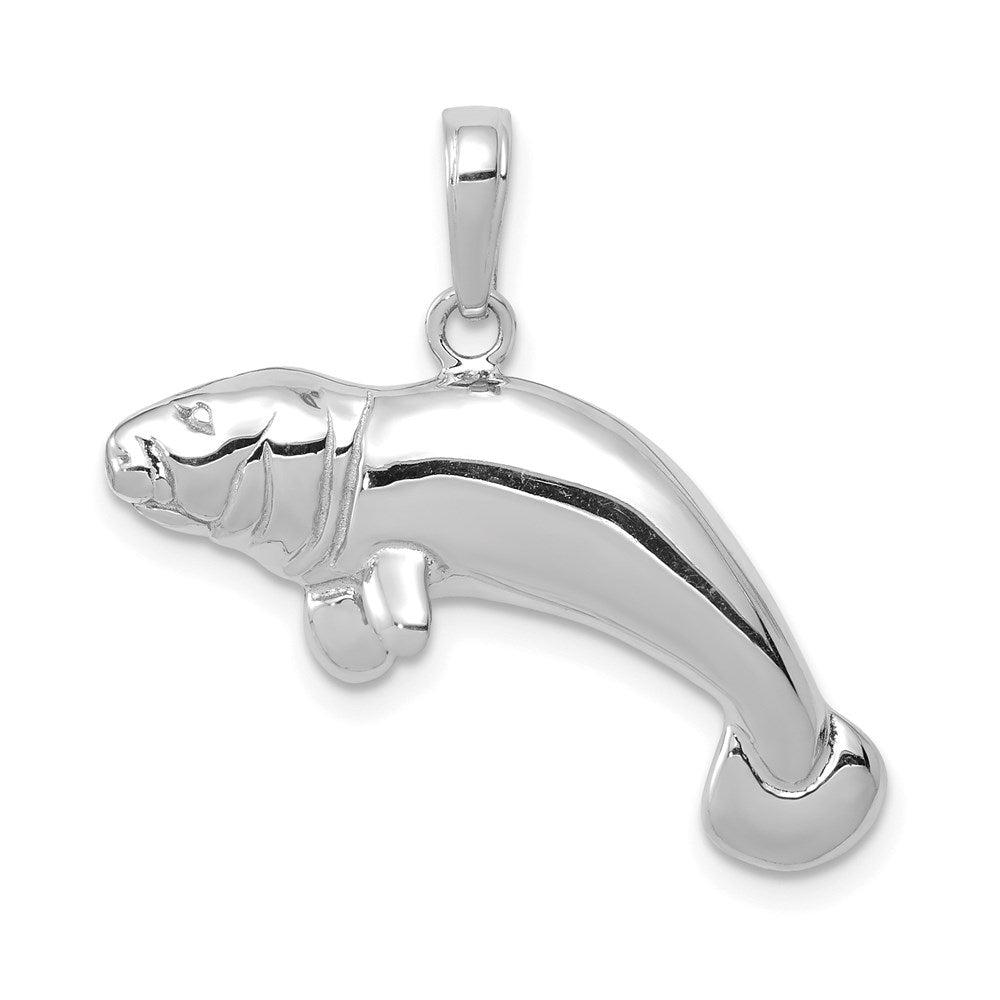 14K White Gold Solid Polished Manatee Pendant-C2603W