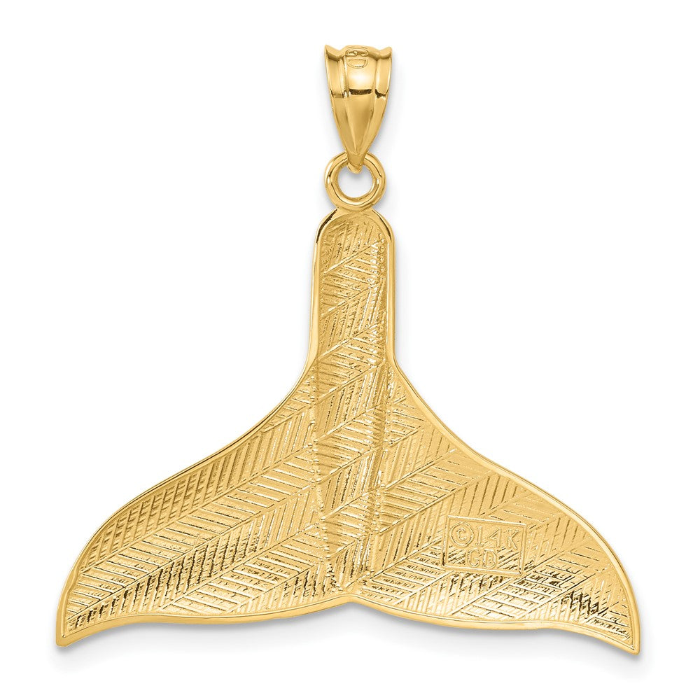 14k Solid Polished Large Whale Tail Pendant-C2606