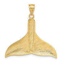 14k Solid Polished Large Whale Tail Pendant-C2606