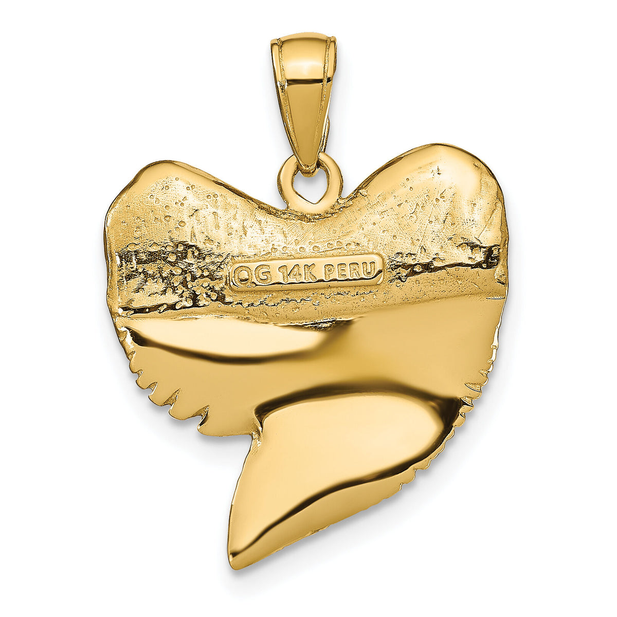 14K Solid Polished 3-D Shark Tooth Pendant-C2613