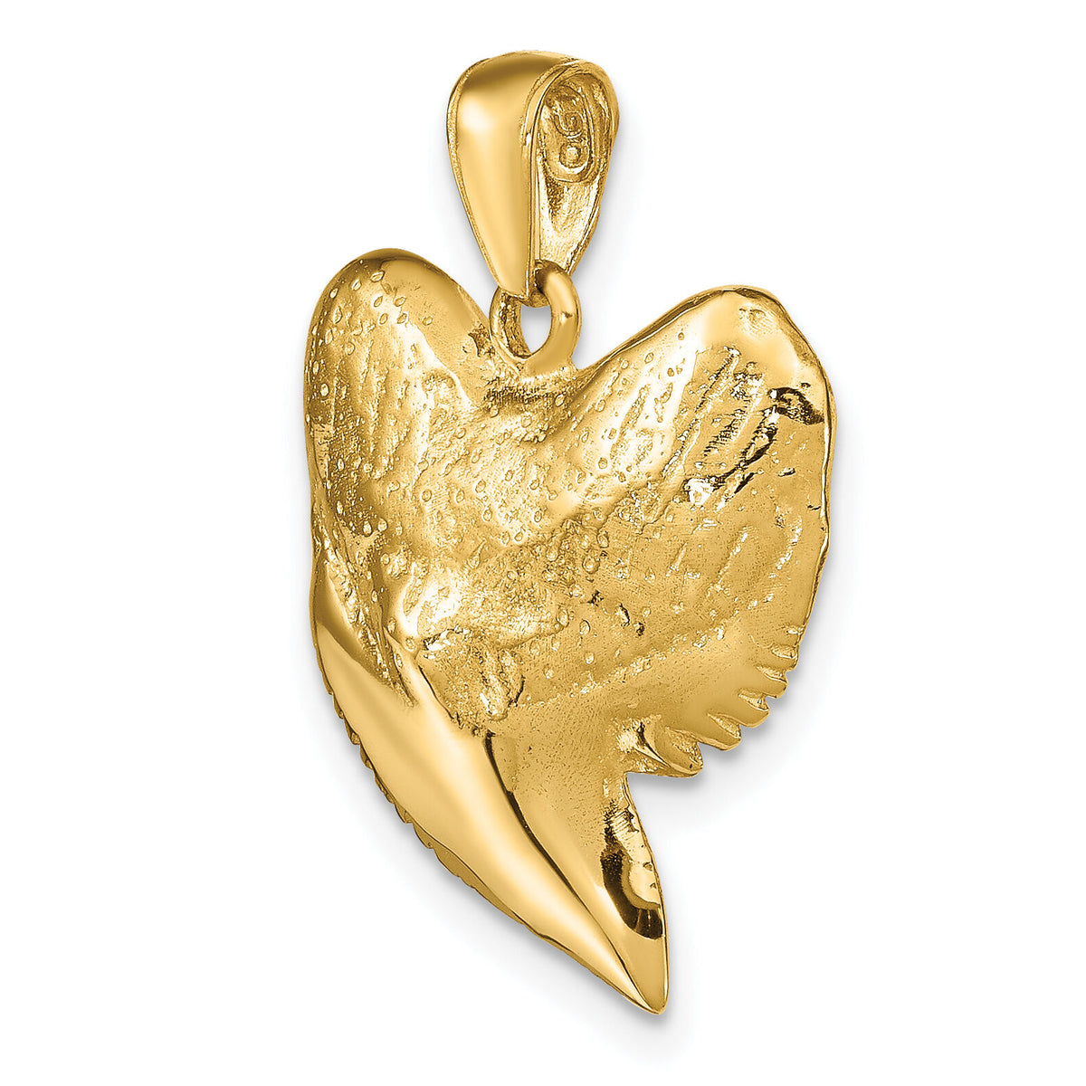14K Solid Polished 3-D Shark Tooth Pendant-C2613