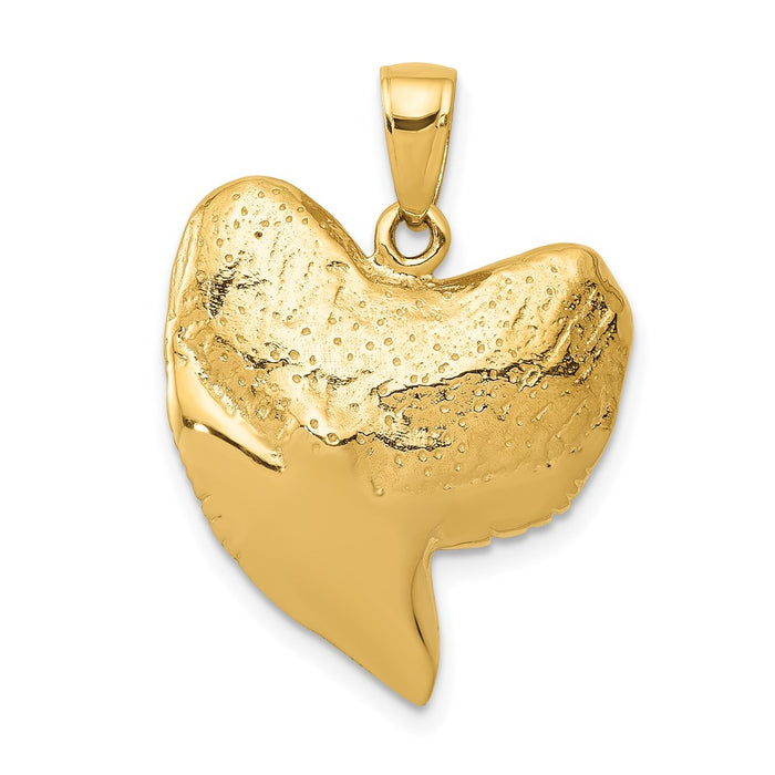 14K Solid Polished 3-D Shark Tooth Pendant-C2613