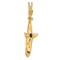 14K Hollow Polished 3-D Hanging Shark Pendant-C2614