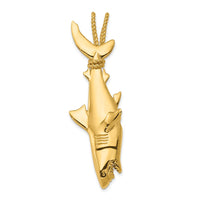 14K Hollow Polished 3-D Hanging Shark Pendant-C2614