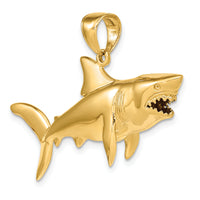 14K Polished 3-D Shark Pendant-C2615
