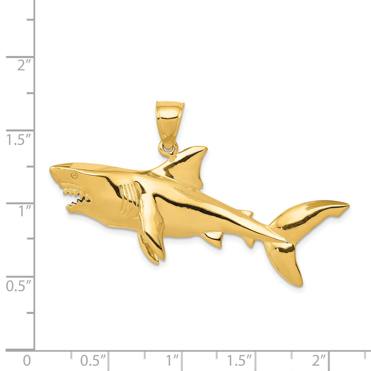 14K Polished 3-D Shark Pendant-C2615