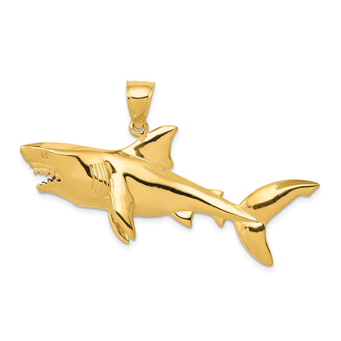 14K Polished 3-D Shark Pendant-C2615