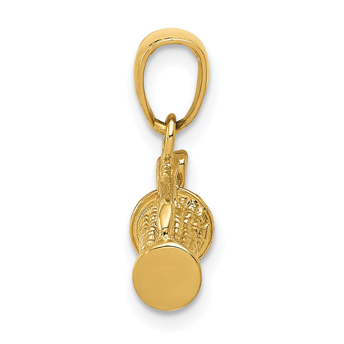 14K Solid Polished 3-D Golf Bag With Clubs Charm-C2616