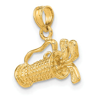 14K Solid Polished 3-D Golf Bag With Clubs Charm-C2616