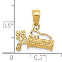 14K Solid Polished 3-D Golf Bag With Clubs Charm-C2616