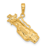 14k Solid Polished Open-Backed Golf Bag with Clubs Charm-C2618