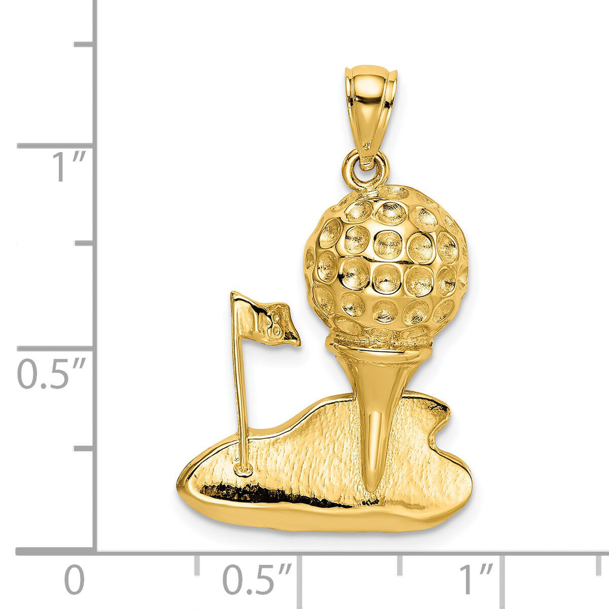 14k Solid Polished Open-Backed Golf Charm-C2620