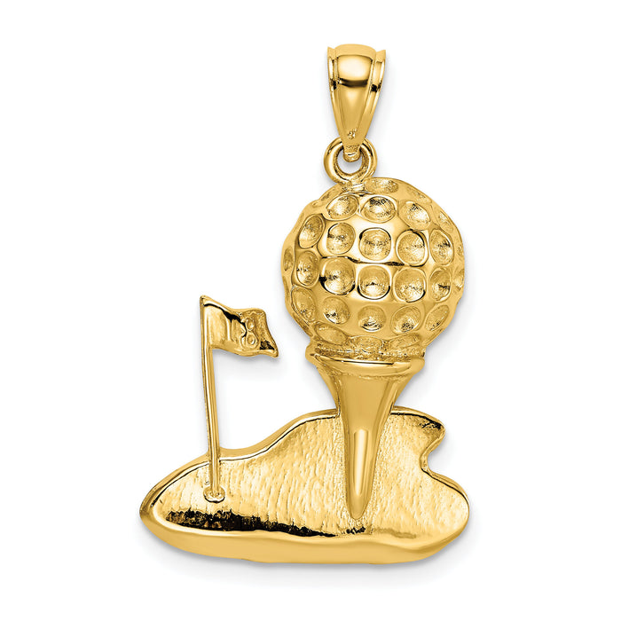 14k Solid Polished Open-Backed Golf Charm-C2620