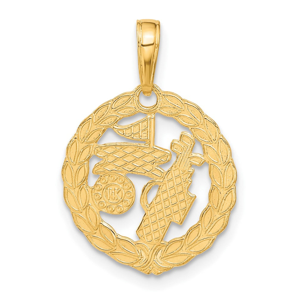 14k Solid Polished Golf Theme Pendant-C2622