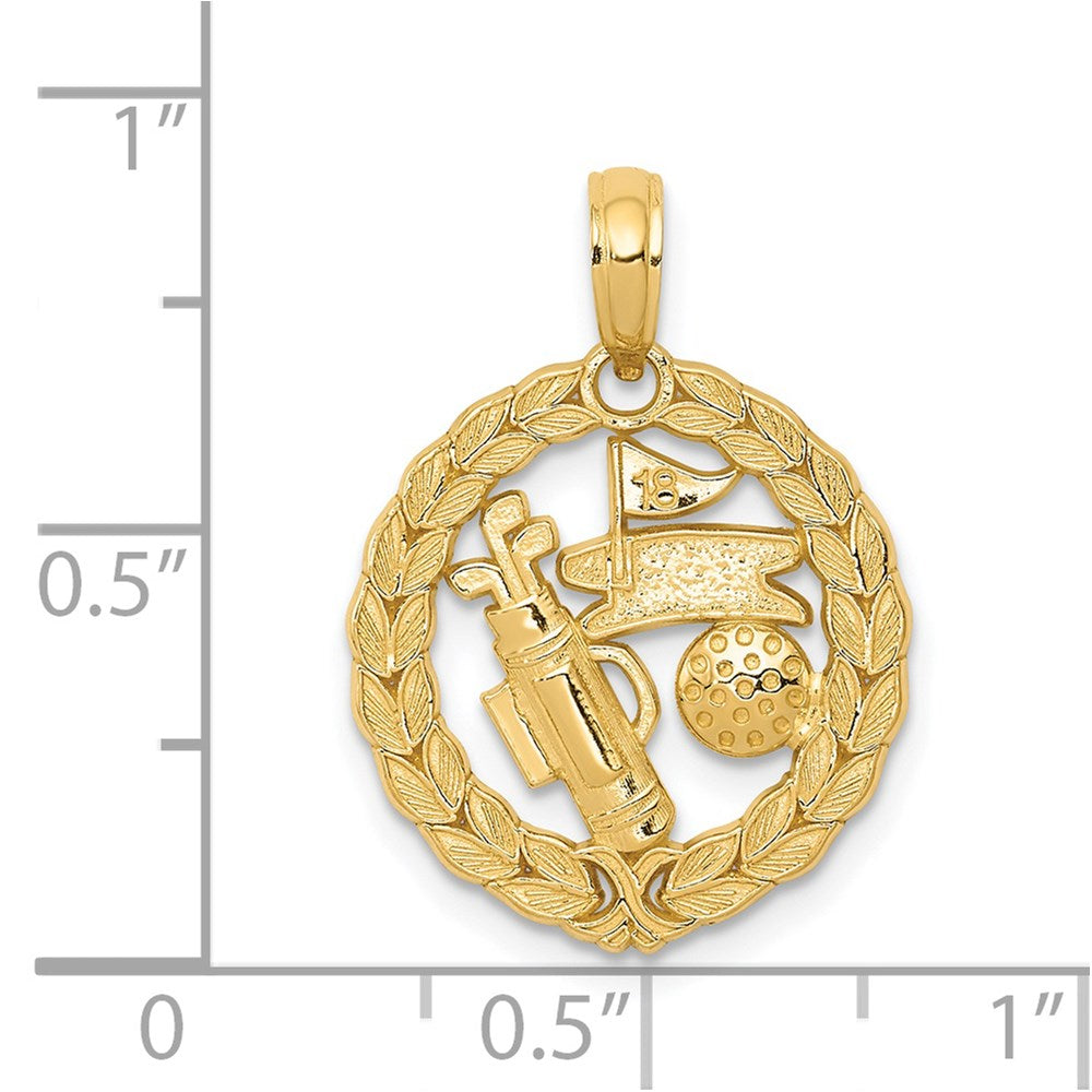 14k Solid Polished Golf Theme Pendant-C2622