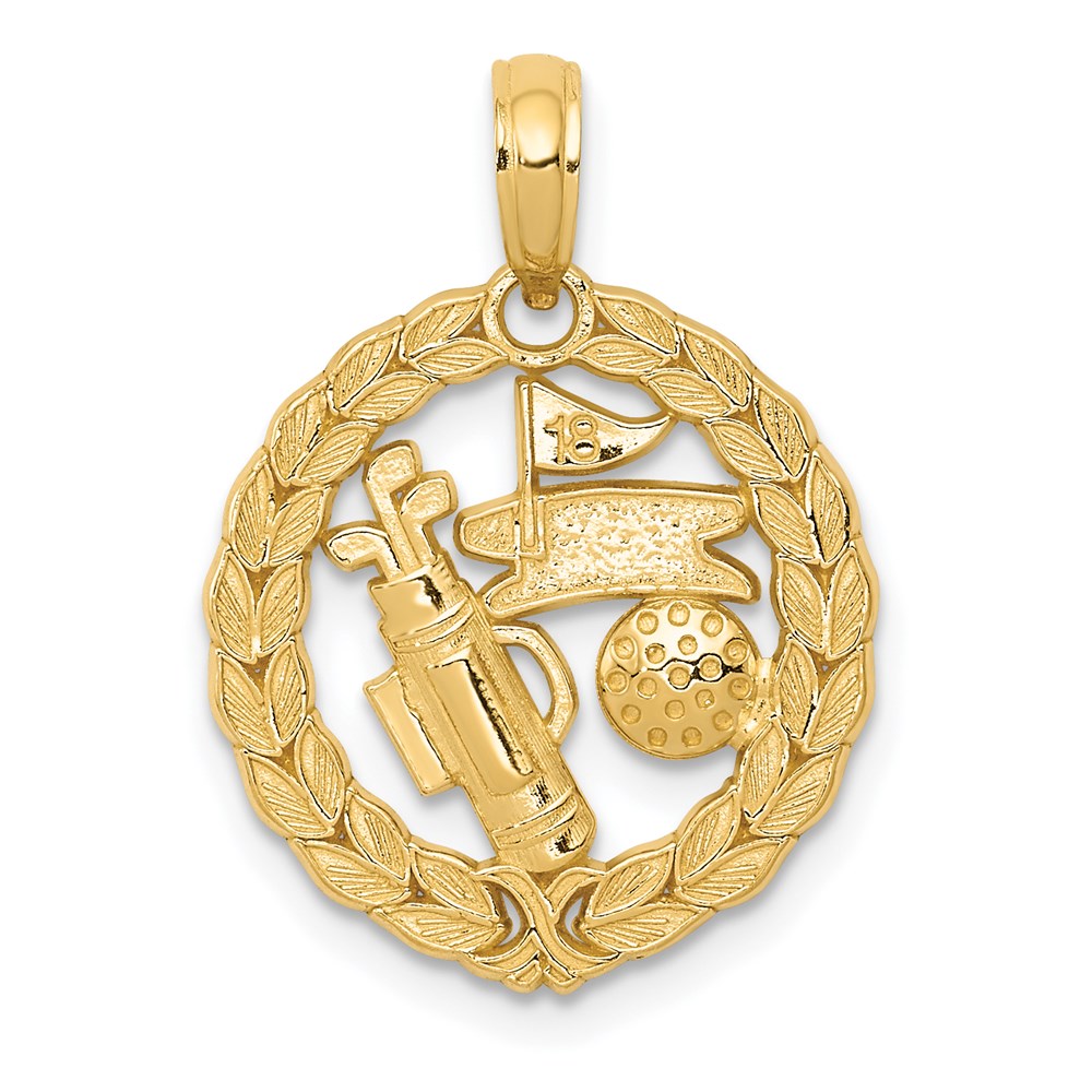 14k Solid Polished Golf Theme Pendant-C2622
