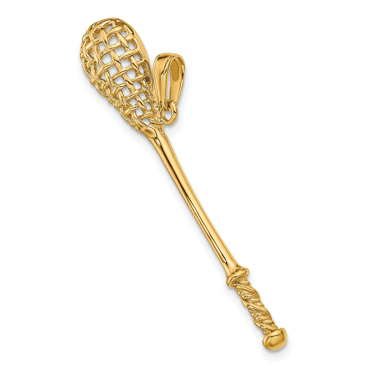 14K Solid Polished 3-D Lacrosse Stick Pendant-C2629