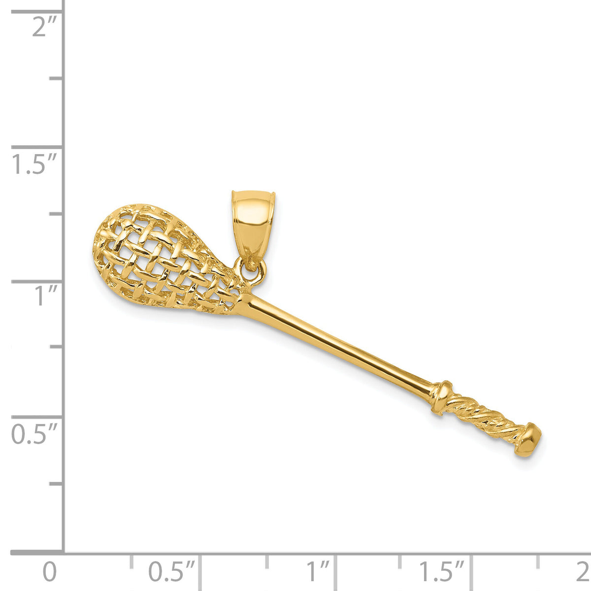 14K Solid Polished 3-D Lacrosse Stick Pendant-C2629