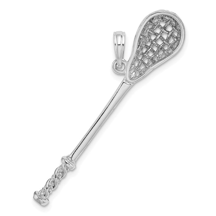 14K White Gold 3-D Lacrosse Stick Charm-C2629W