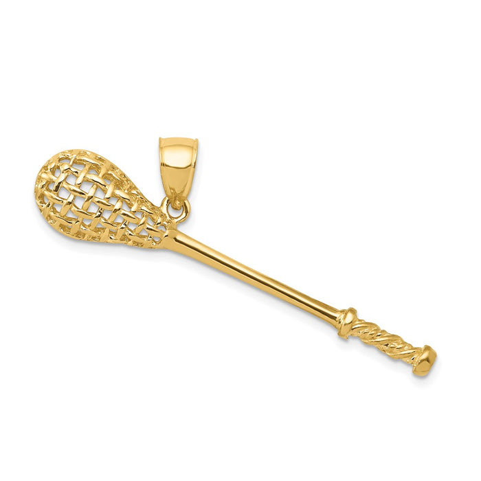 14K Solid Polished 3-D Lacrosse Stick Pendant-C2629